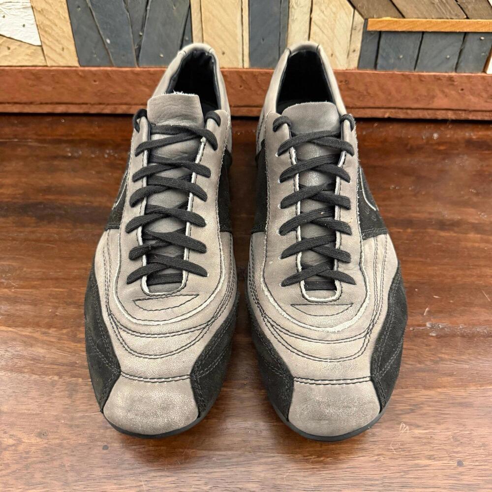 Geox Respira Low Top Leather Sneakers‎ Grey Black Men's 42.5 - Picture 2 of 7